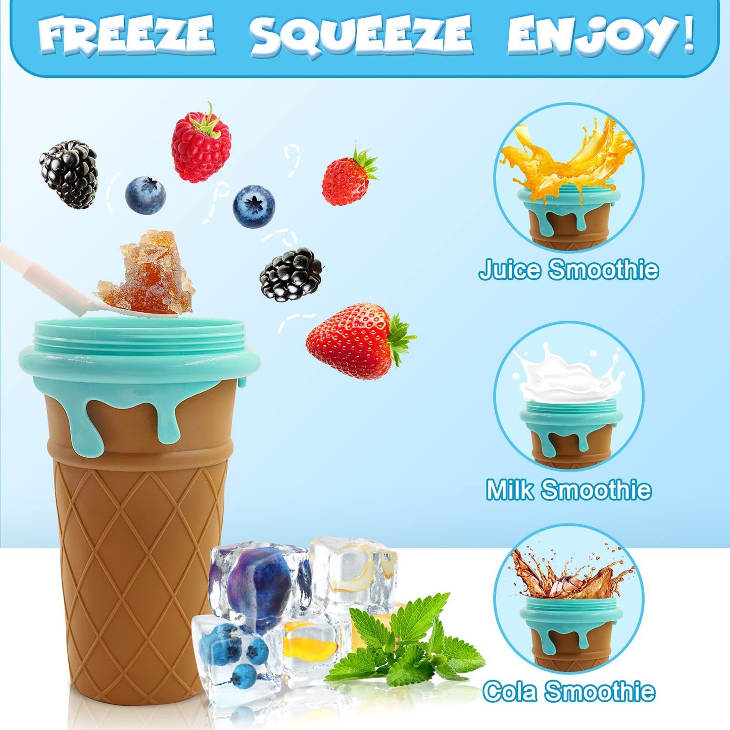 500ml Magic Slushy Maker Cup – Quick-Freeze Squeeze Cup for Homemade Smoothies, Juices & Ice Cream