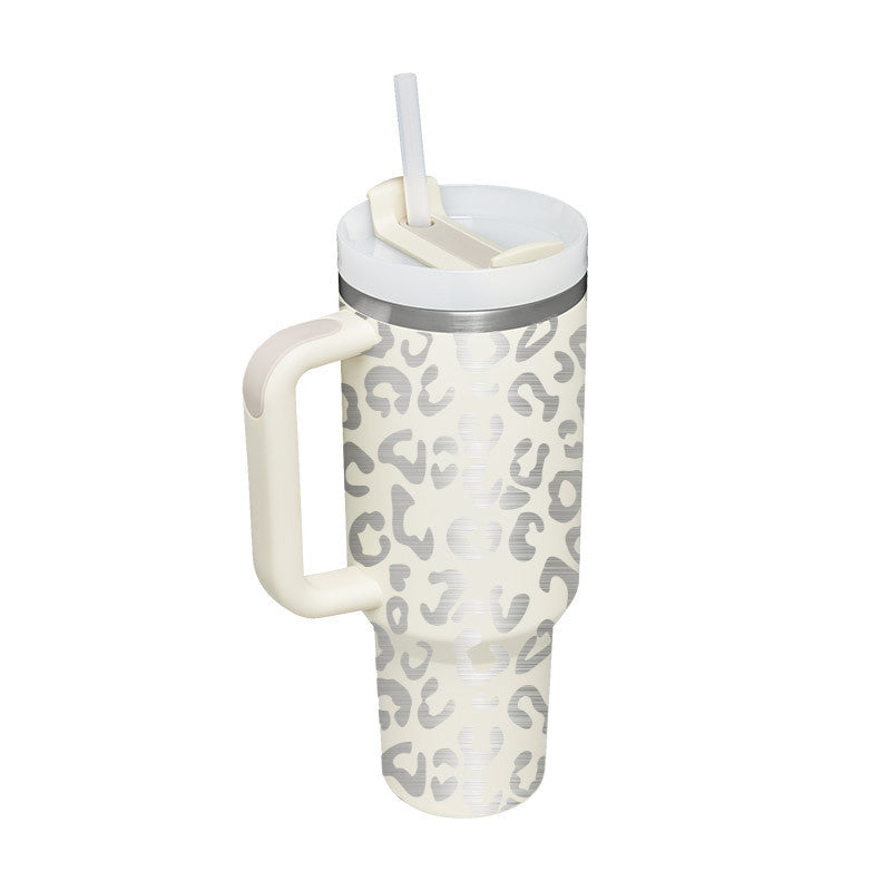 40oz Insulated Tumbler with Handle & Straw – Stainless Steel Spill-Proof Travel Mug with Lid, Vacuum Coffee Cup for Car, Gym, or Office.