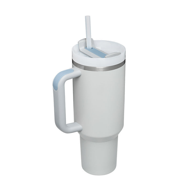 40oz Insulated Tumbler with Handle & Straw – Stainless Steel Spill-Proof Travel Mug with Lid, Vacuum Coffee Cup for Car, Gym, or Office.