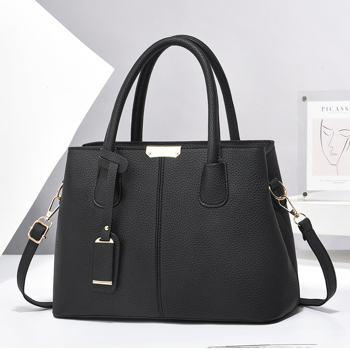 Women's PU Leather Handbag – Large-Capacity Square Tote & Crossbody Shoulder Bag