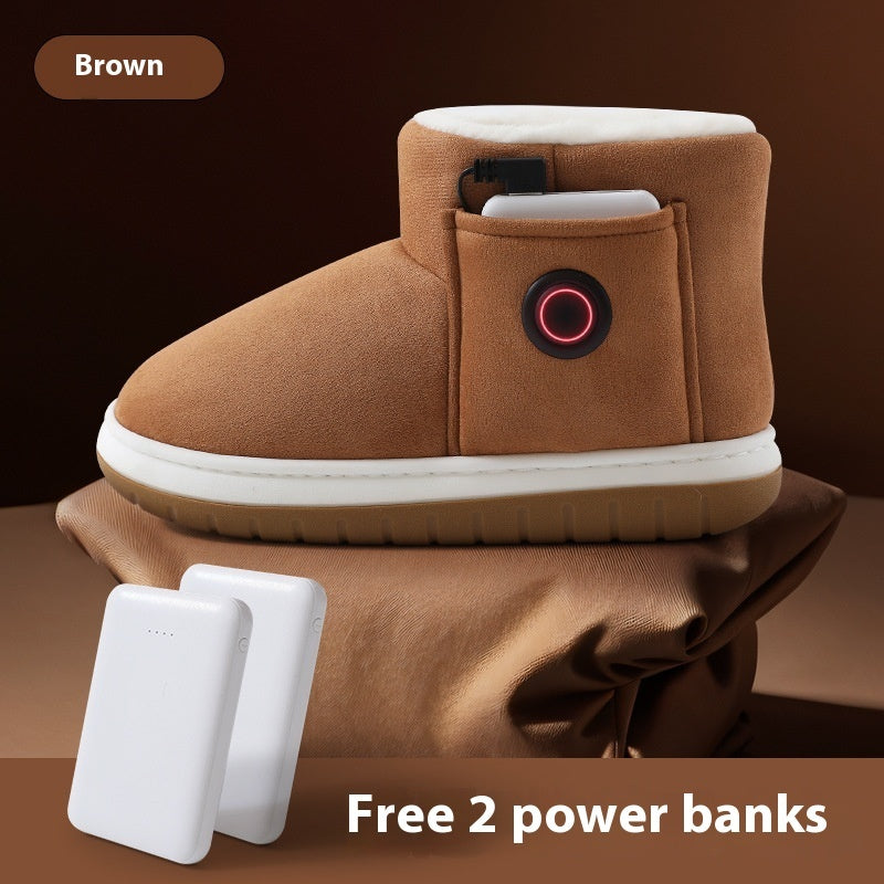 Rechargeable Electric Heated Shoes – Winter Foot Warmers with Adjustable Temperature & Cozy Cotton Lining