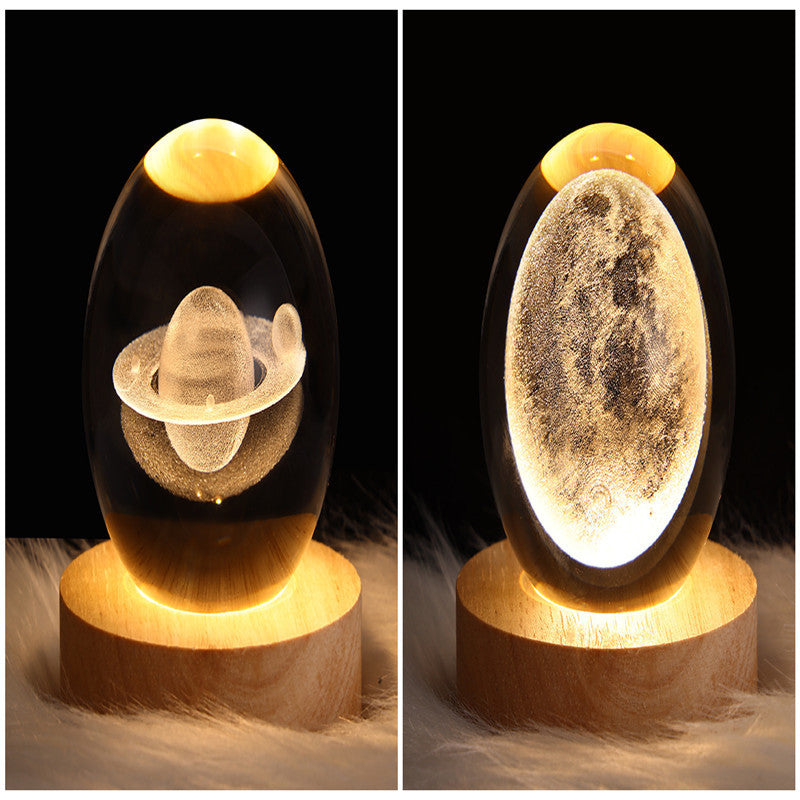 3D Galaxy Crystal Ball Night Light – LED Planet & Moon Table Lamp for Bedroom, Kids Room & Party Decor