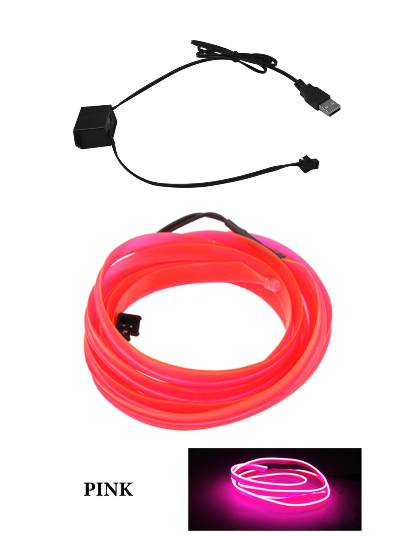 USB Car LED Ambient Light Strip – Interior Cold Light Accent for Dashboard & Door Trim