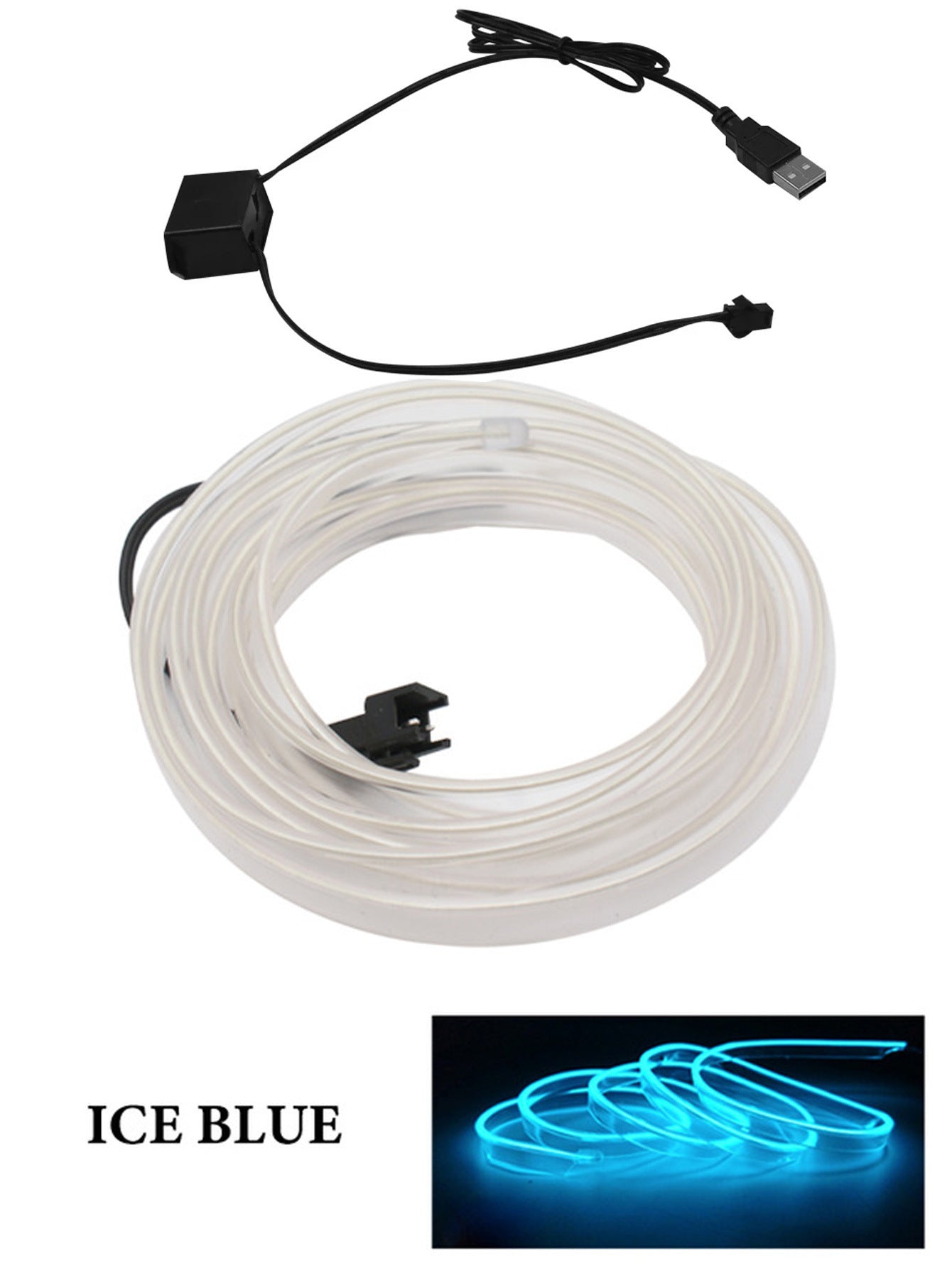 USB Car LED Ambient Light Strip – Interior Cold Light Accent for Dashboard & Door Trim