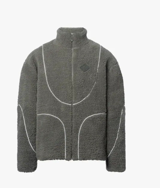 Men's Hooded Lamb Wool Zipper Coat – Casual Patchwork Fleece Sweatshirt Jacket