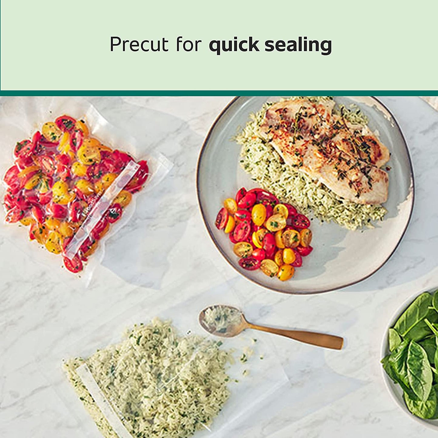 Precut Vacuum Sealer Bags for Airtight Food Storage and Sous Vide Cooking, Bpa-Free, 1 Quart (946 Ml), 44 Count