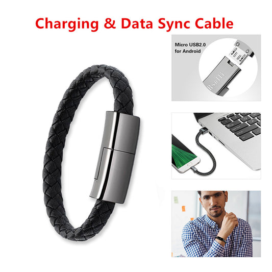Stylish Bracelet USB Charging Cable – Portable Data & Fast Charger for iPhone, Type-C & Micro USB Devices