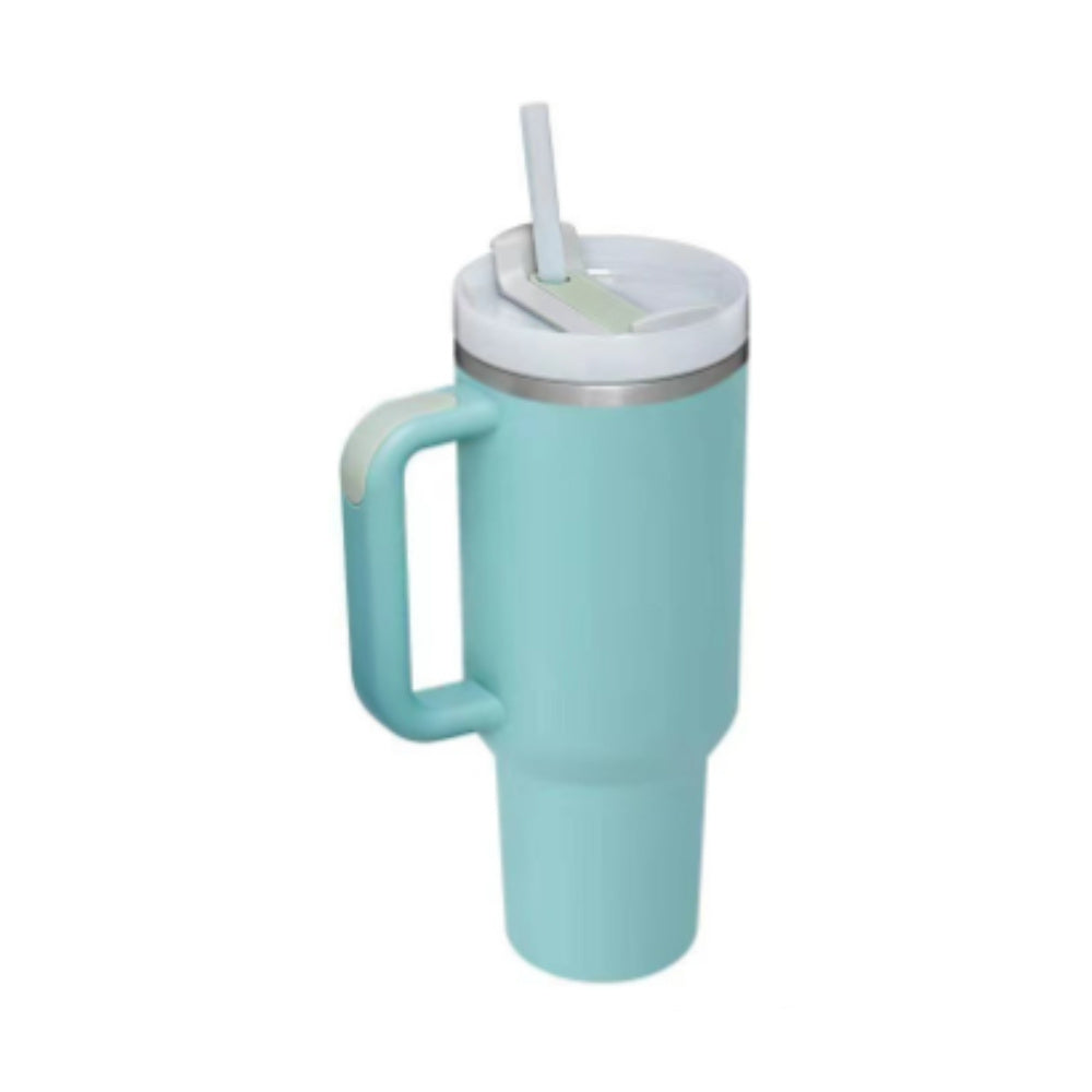 40oz Insulated Tumbler with Handle & Straw – Stainless Steel Spill-Proof Travel Mug with Lid, Vacuum Coffee Cup for Car, Gym, or Office.