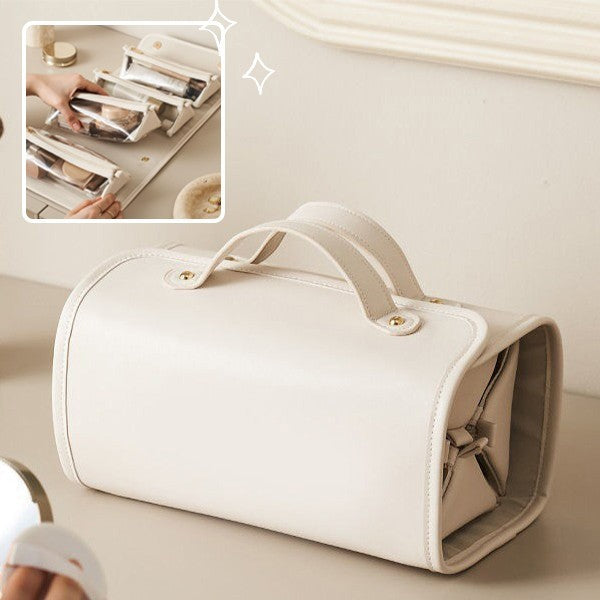 Large Capacity Folding Cosmetic Bag – Waterproof Travel Toiletry Organizer for Women