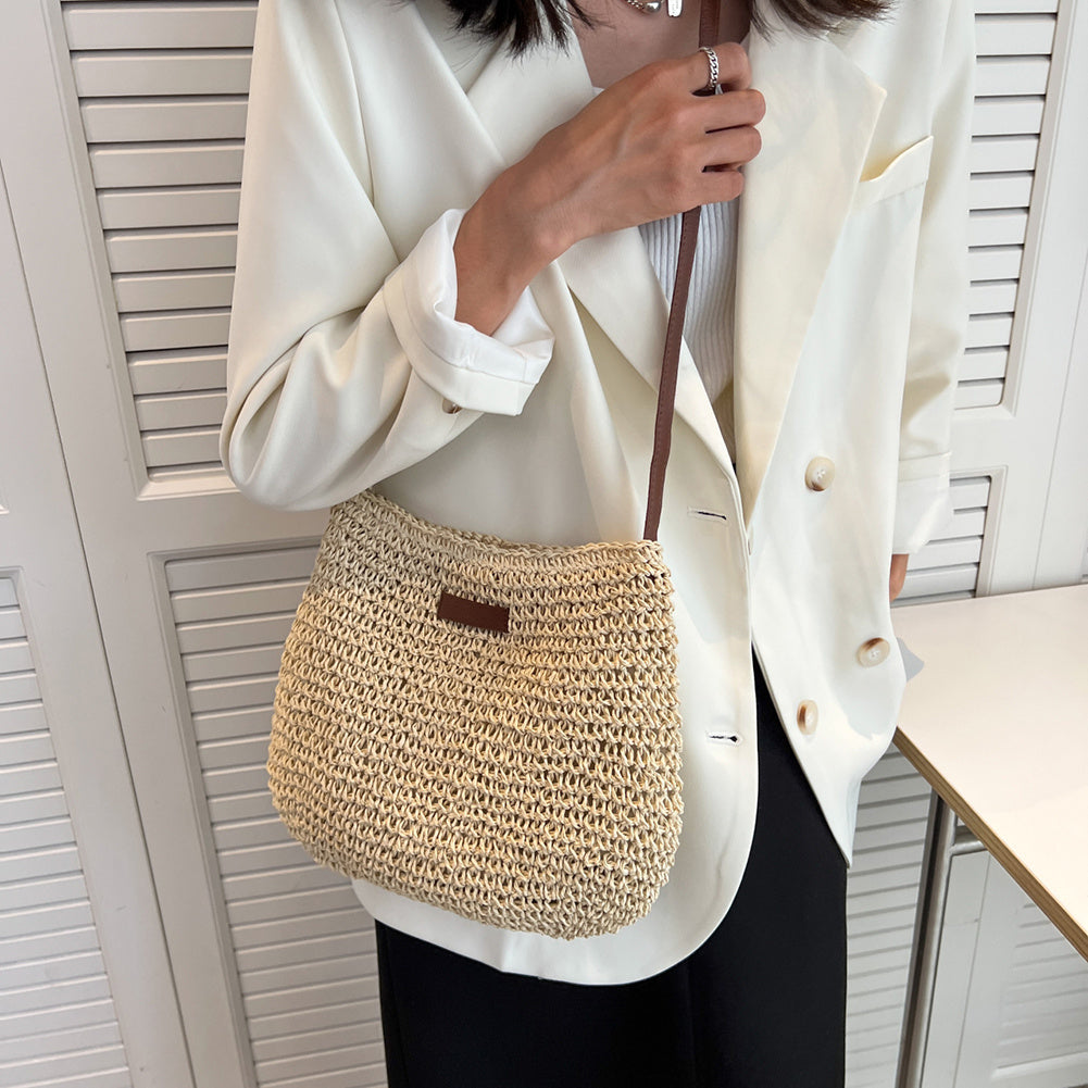 Niche Design Straw Tote Bag – Chic Vacation Handbag for Beach & Travel