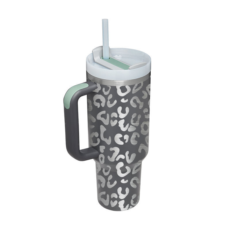 40oz Insulated Tumbler with Handle & Straw – Stainless Steel Spill-Proof Travel Mug with Lid, Vacuum Coffee Cup for Car, Gym, or Office.