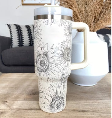 40oz Insulated Tumbler with Handle & Straw – Stainless Steel Spill-Proof Travel Mug with Lid, Vacuum Coffee Cup for Car, Gym, or Office.