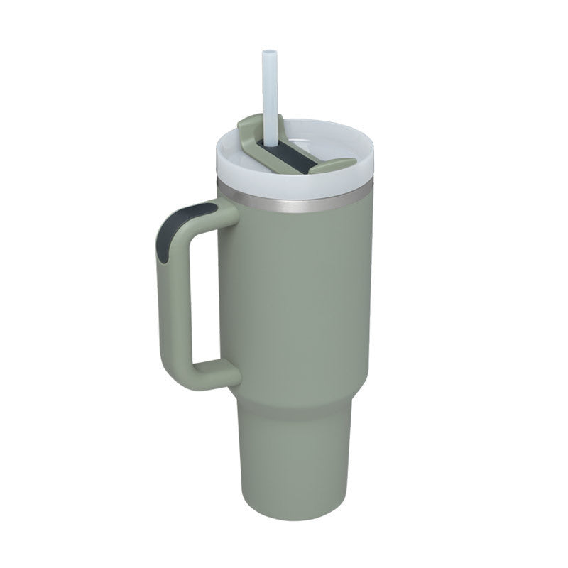 40oz Insulated Tumbler with Handle & Straw – Stainless Steel Spill-Proof Travel Mug with Lid, Vacuum Coffee Cup for Car, Gym, or Office.