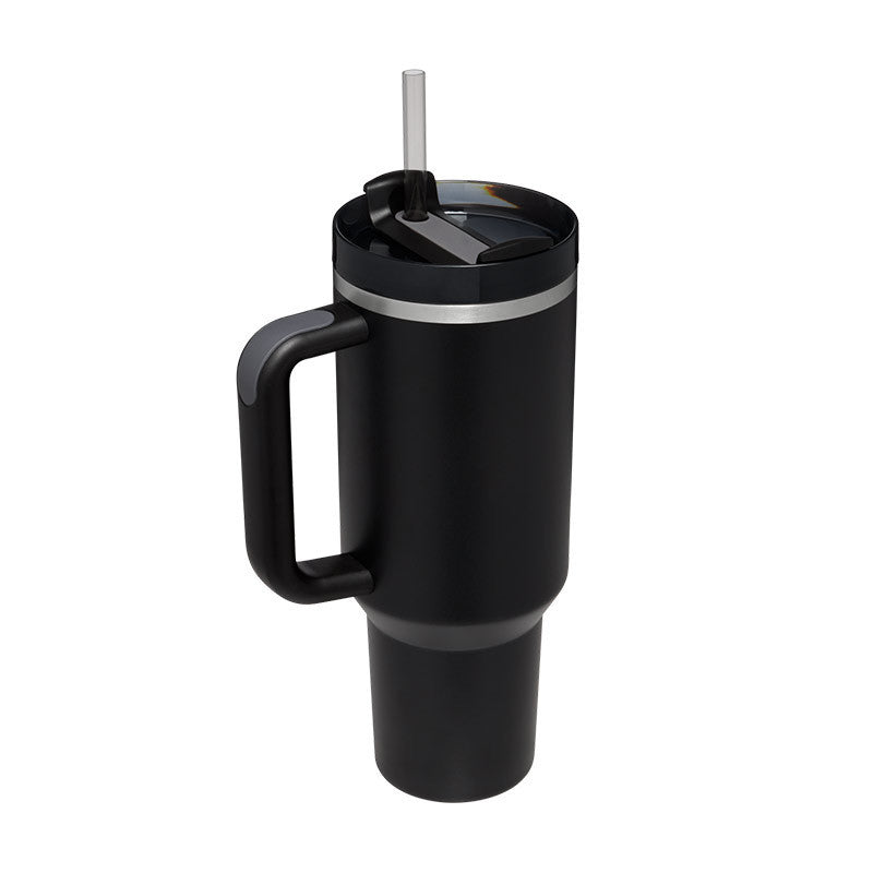 40oz Insulated Tumbler with Handle & Straw – Stainless Steel Spill-Proof Travel Mug with Lid, Vacuum Coffee Cup for Car, Gym, or Office.