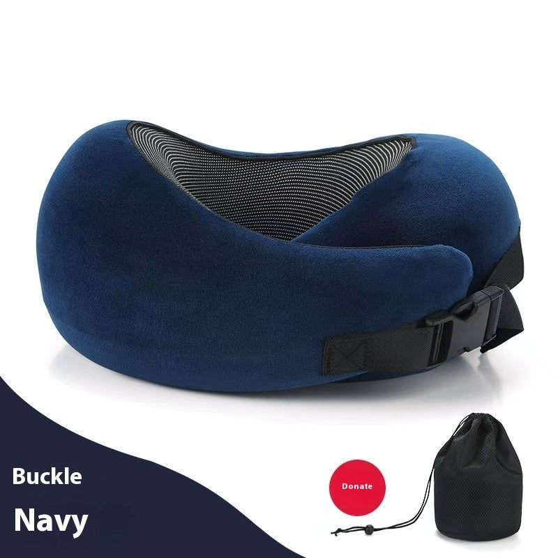 Soft Memory Foam Travel Neck Pillow – Adjustable U-Shape Support for Plane, Car & Office Naps