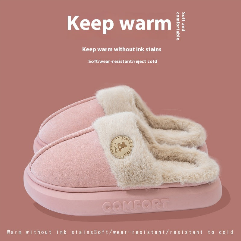 Unisex Plush Winter Slippers – Thick-Soled Fleece Indoor Shoes for Men & Women