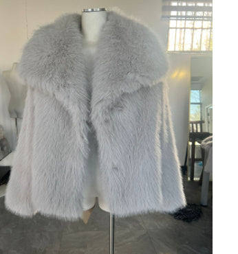 Women's Winter Plush Coat – Thick Lapel Casual Outerwear with Long Sleeves