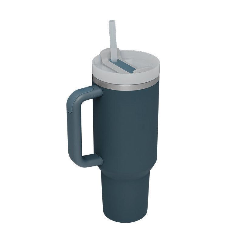 40oz Insulated Tumbler with Handle & Straw – Stainless Steel Spill-Proof Travel Mug with Lid, Vacuum Coffee Cup for Car, Gym, or Office.