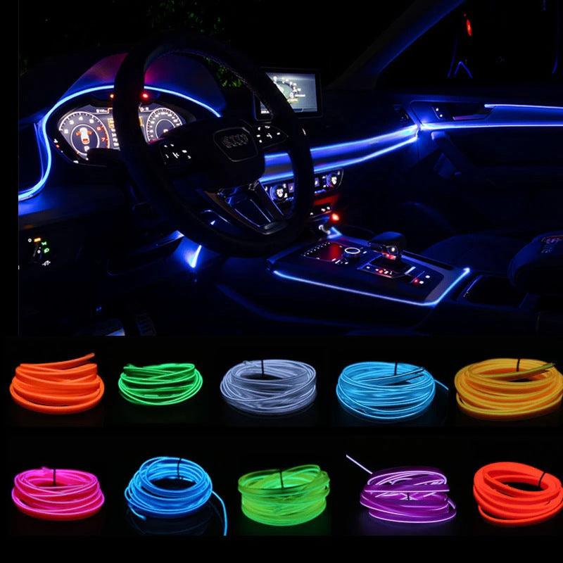 USB Car LED Ambient Light Strip – Interior Cold Light Accent for Dashboard & Door Trim