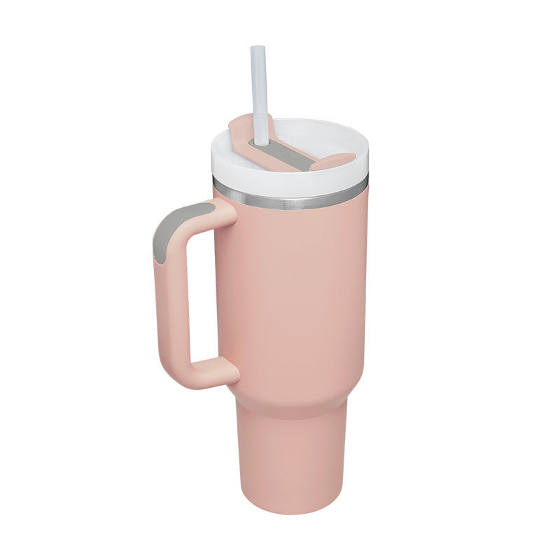 40oz Insulated Tumbler with Handle & Straw – Stainless Steel Spill-Proof Travel Mug with Lid, Vacuum Coffee Cup for Car, Gym, or Office.