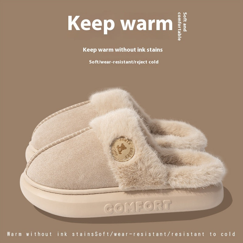 Unisex Plush Winter Slippers – Thick-Soled Fleece Indoor Shoes for Men & Women