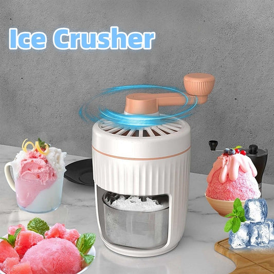 Hand-Cranked Ice Shaver – Manual Snow Cone & Smoothie Maker for Home Use