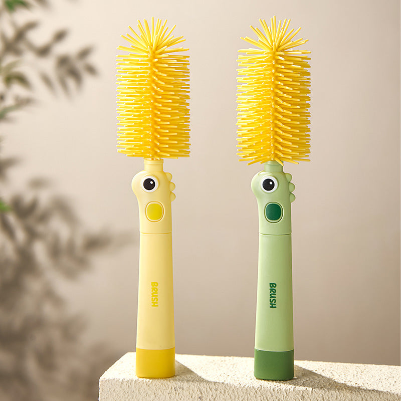 2-in-1 Little Dinosaur Silicone Cup Brush – Soft Bottle & Glass Cleaner for Kitchen Use