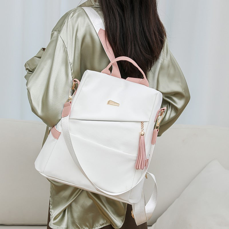 Oxford Cloth Women's Anti-Theft Backpack – Casual Travel & School Bag with Back Zipper and Double Shoulder Straps