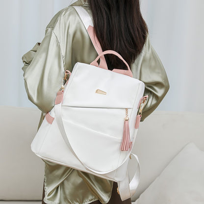 Oxford Cloth Women's Anti-Theft Backpack – Casual Travel & School Bag with Back Zipper and Double Shoulder Straps