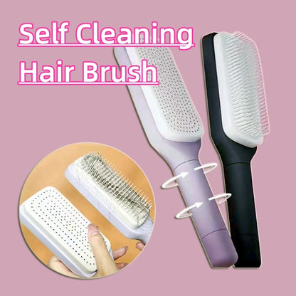 4-in-1 Self-Cleaning Hair Brush – Anti-Static Scalp Massage Comb with Rotating & Lifting Design