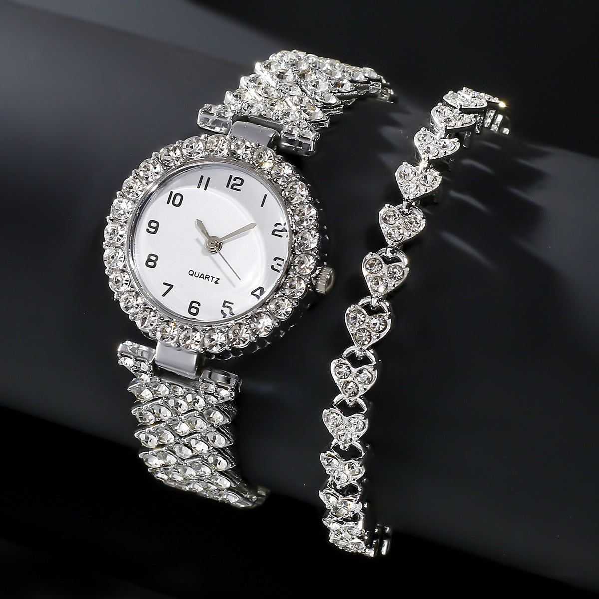 Women's Luxury Watch & Bracelet Set – 2-Piece Quartz Wristwatch with Matching Alloy Bracelet