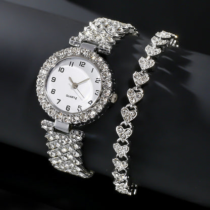 Women's Luxury Watch & Bracelet Set – 2-Piece Quartz Wristwatch with Matching Alloy Bracelet
