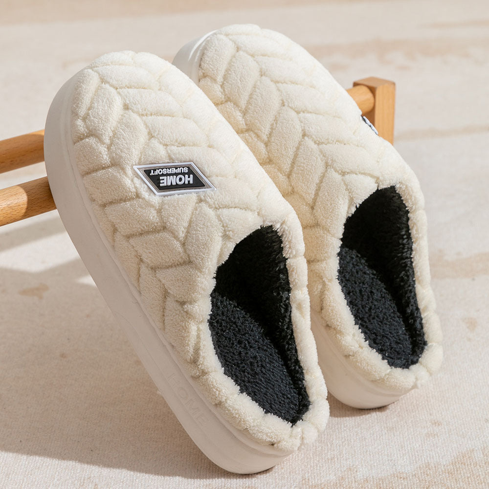 Non-Slip Thick-Soled Plush Winter Slippers – Warm Indoor Fleece Shoes for Couples (Men & Women)