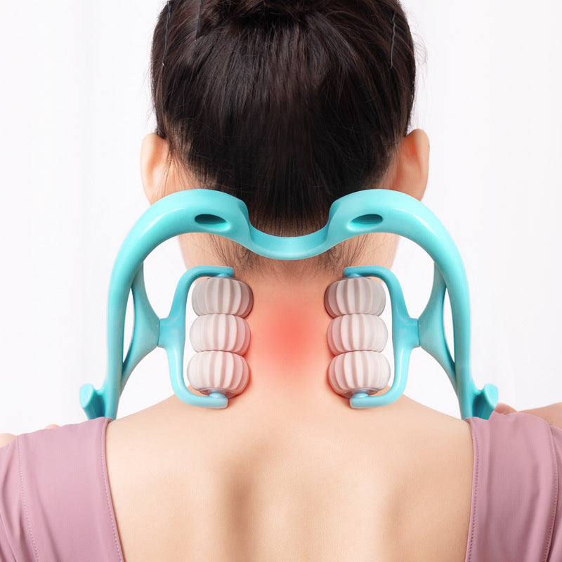 Manual 6-Wheel Neck Massager – Multifunctional Roller Tool for Muscle Relief & Relaxation