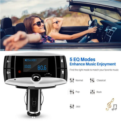 Car Wireless FM Transmitter – Bluetooth Audio Adapter with Hands-Free Calling & USB Charging