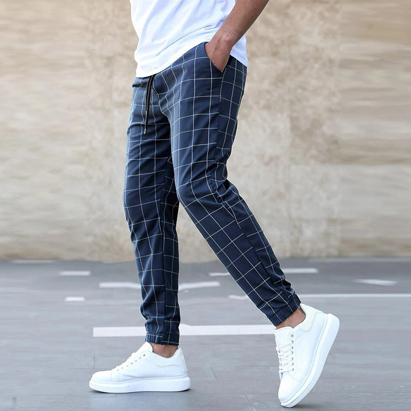 Men’s Plaid Print Drawstring Pants – Casual Fashion Trousers for Everyday Wear