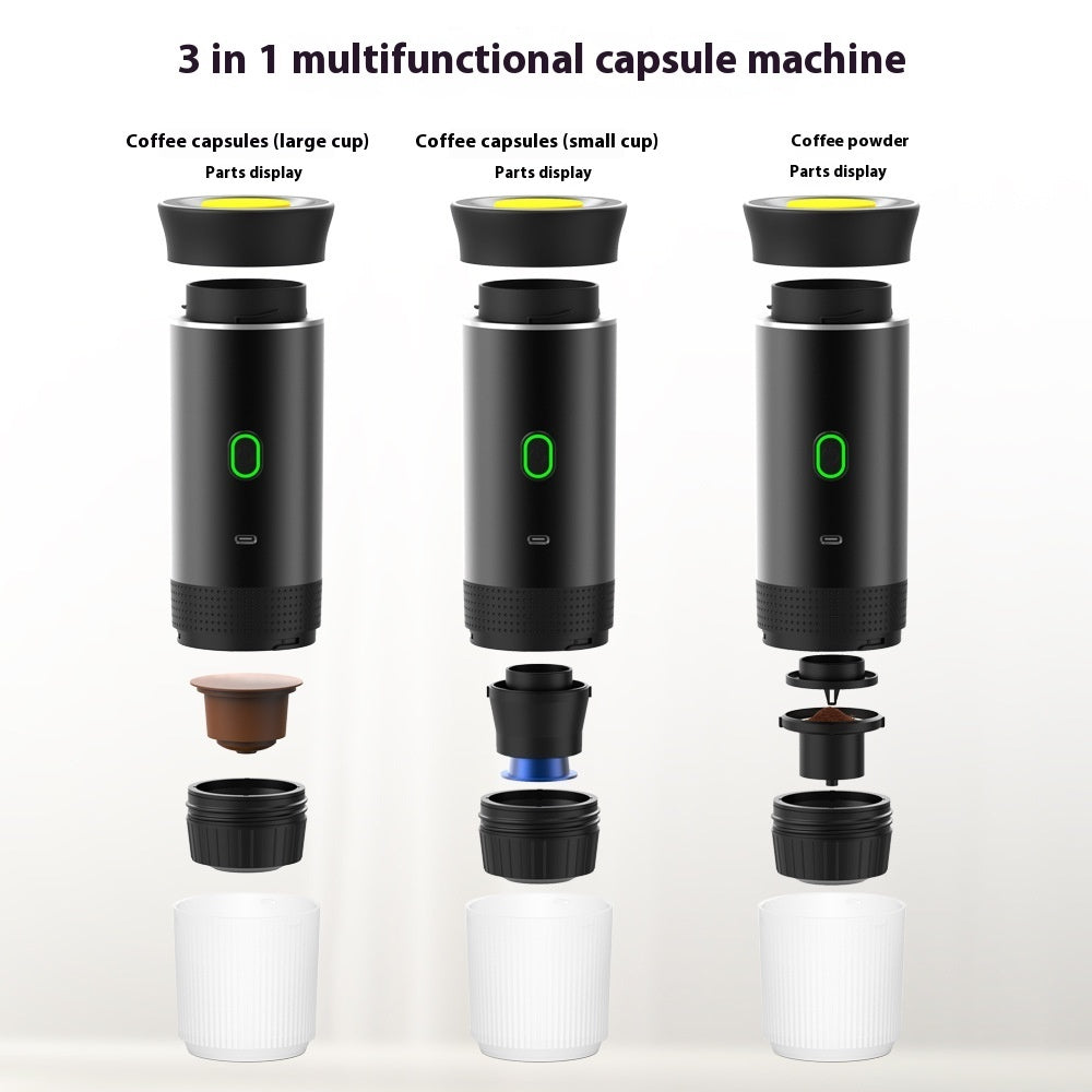 3-in-1 Portable Electric Coffee Grinder & Espresso Maker – Travel Capsule Machine for Fresh Brews Anywhere