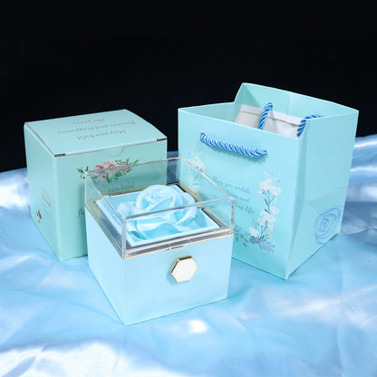 Rotating Rose Flower Gift Box – Creative Jewelry Packaging for Women.