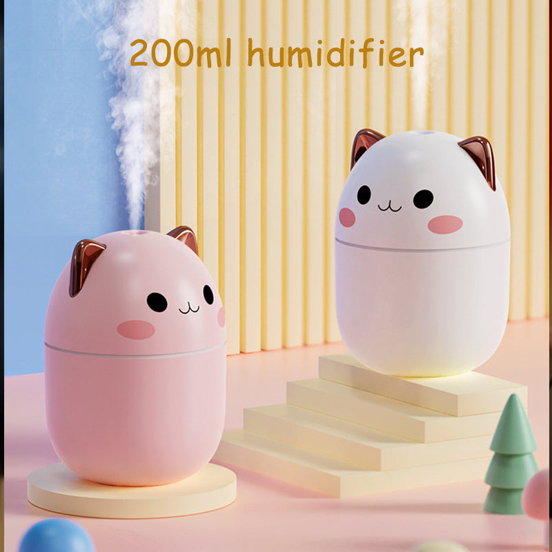 Cute Cat USB Air Humidifier – Ultra-Silent LED Cool Mist Diffuser for Office, Bedroom, Car & Home