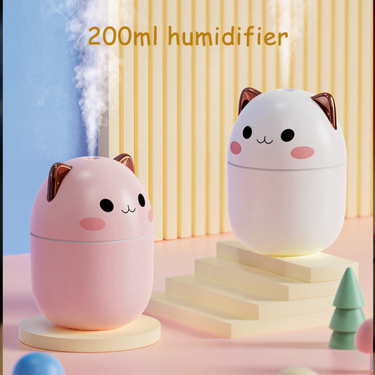 Cute Cat USB Air Humidifier – Ultra-Silent LED Cool Mist Diffuser for Office, Bedroom, Car & Home
