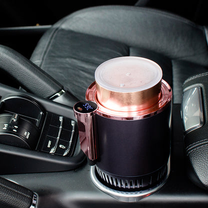 2-in-1 Smart Car Cup Holder – 12V Heating & Cooling Drink Warmer Cooler with Digital Temperature Display | Mini Car Refrigerator Mug