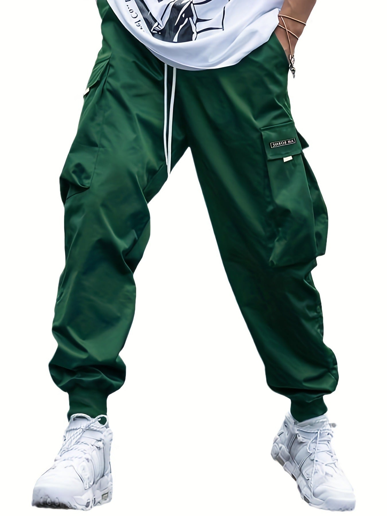 Men’s Multi-Pocket Cargo Pants – Casual Hip-Hop Streetwear Drawstring Trousers for Outdoor & Sports