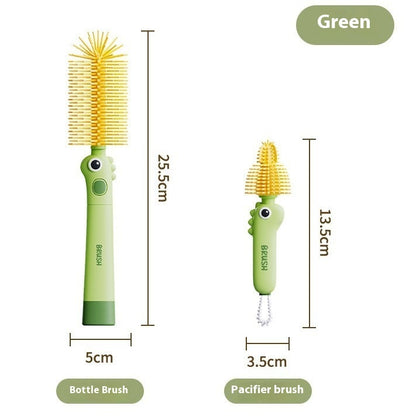 2-in-1 Little Dinosaur Silicone Cup Brush – Soft Bottle & Glass Cleaner for Kitchen Use