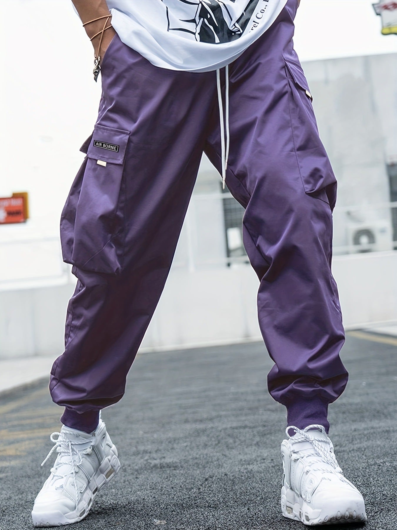 Men’s Multi-Pocket Cargo Pants – Casual Hip-Hop Streetwear Drawstring Trousers for Outdoor & Sports