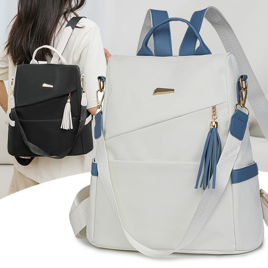 Oxford Cloth Women's Anti-Theft Backpack – Casual Travel & School Bag with Back Zipper and Double Shoulder Straps