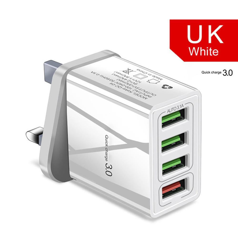 3A Illuminated USB Wall Charger – 4-Port Fast Charging Adapter for Mobile Devices
