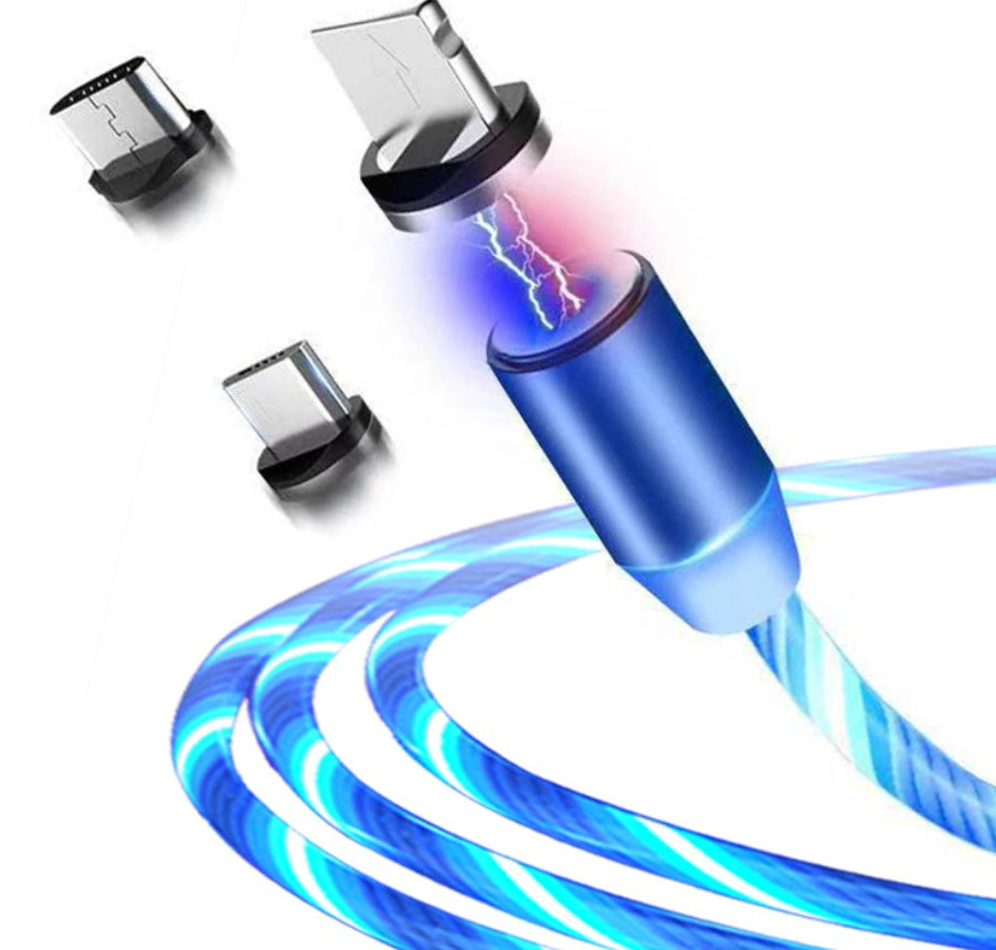 Flowing Light Magnetic Data Cable – Compatible with Apple iPhone, Android & USB Type-C Devices