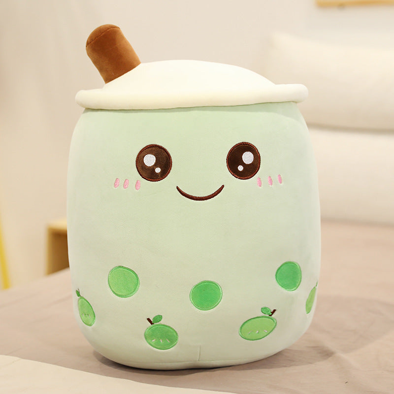 Cute Boba Tea Plush Pillow – Soft Strawberry Milk Tea Bubble Tea Stuffed Toy Cushion for Kids & Gifts