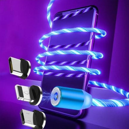 Flowing Light Magnetic Data Cable – Compatible with Apple iPhone, Android & USB Type-C Devices