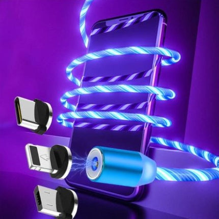 Flowing Light Magnetic Data Cable – Compatible with Apple iPhone, Android & USB Type-C Devices